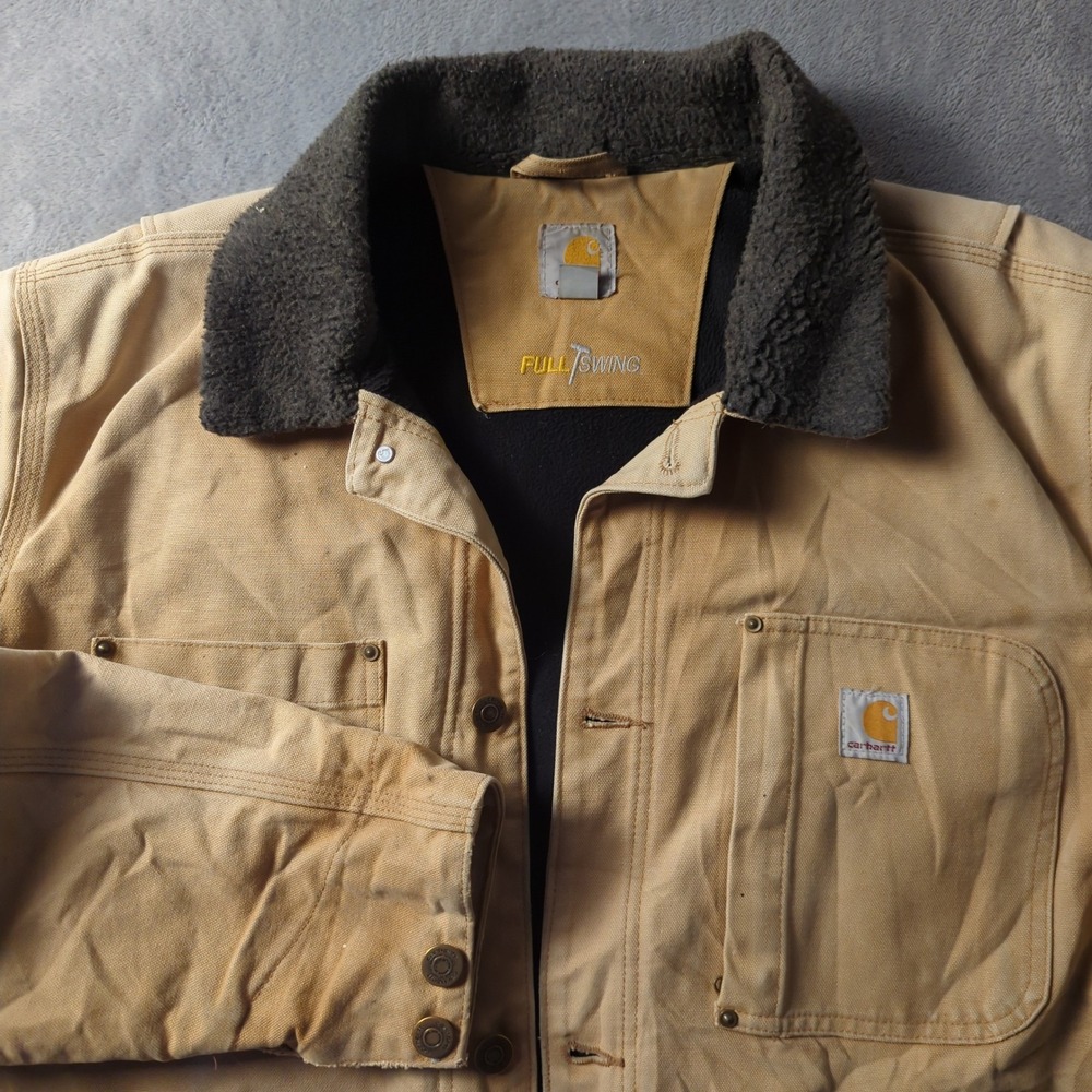 Carhartt Jacket Mens XL Brown Canvas Coat Work Outdoor Full Swing Utility Y2K
